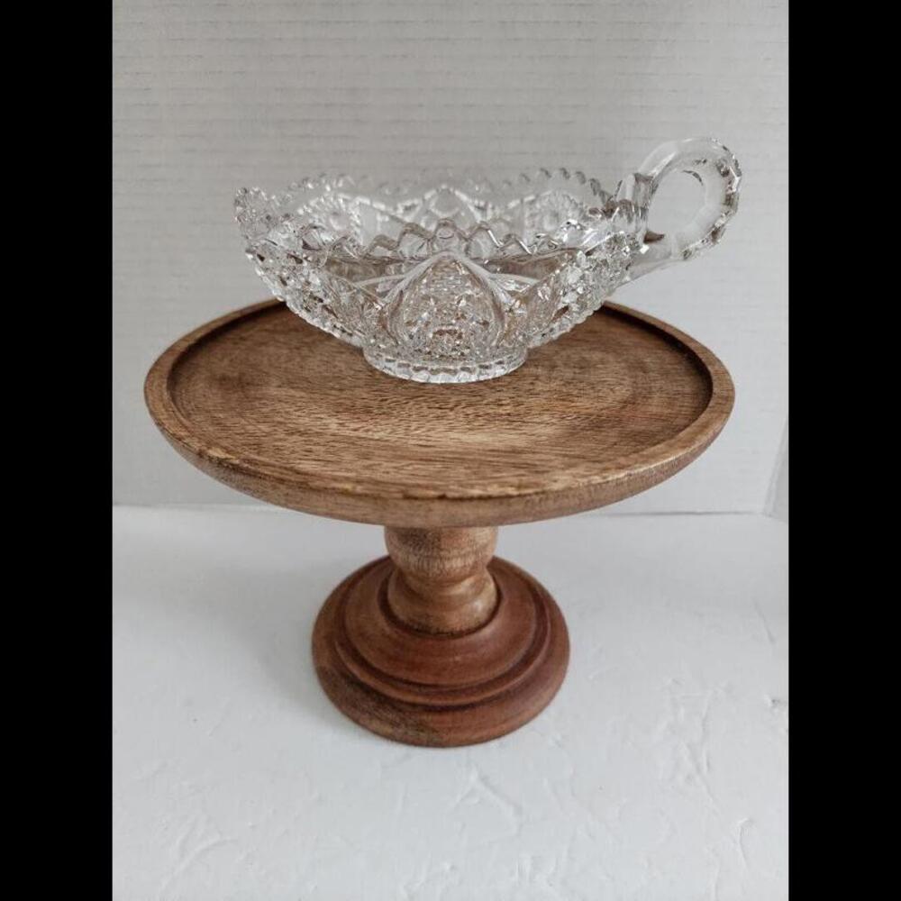 Vintage American brilliant glass Hobstar candle holder-BEAUTFUL